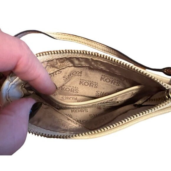 Michael Kors Signature Canvas & Leather Trim Tan Wristlet - Picture 5 of 7